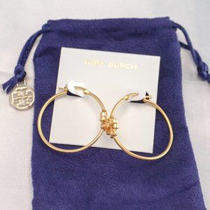 Tory Burch Kira Hoop Earrings (18k Gold Plating) (NWT)